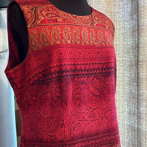 Vintage 1990’s R&K Original vibrant red and dark pink floral dress. Size 10P. - Picture 4 of 17